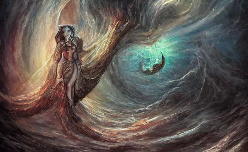 Prompt: the dream vortex consumes the hope of mankind, high fantasy, art, deviant art, painting, detailed, faces