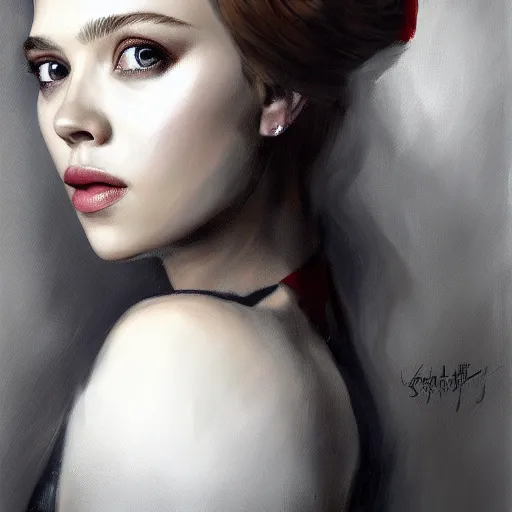 Image similar to portrait painting scarlett johannson wearing a crown, detailed, artstation, trending, detailed