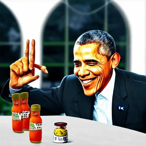 Image similar to “Obama drinking way too much hot sauce, 4k hdr realistic no artifacts”