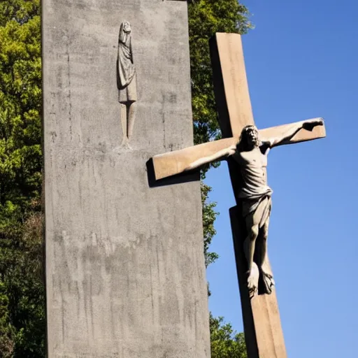 Image similar to giant concrete statue of Christ on a cross