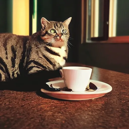 Image similar to cat and cup of coffee