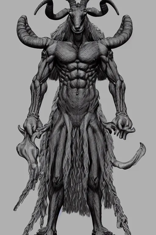 Image similar to goat humanoid figure, highly detailed, digital art, sharp focus, trending on art station, kentaro miura manga art style