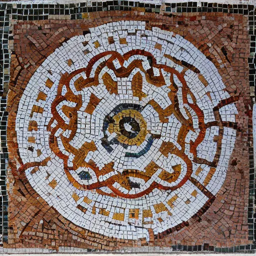 Image similar to a beautiful ancient roman mosaic of penrose tiles
