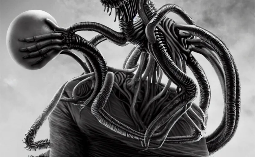 Prompt: alien facehugger tupac vfx film