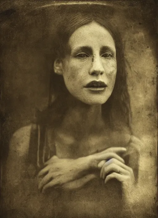 Prompt: old wet plate collodion photography portrait, hyper realistic, elegant, highly detailed, parallax, leica, medium format, by jheronimus bosch and richard avedon