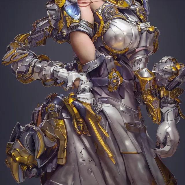 Image similar to studio portrait of lawful good colorful female holy mecha paladin absurdly beautiful, elegant, young cute anime girl, ultrafine hyperrealistic detailed face illustration by kim jung gi, irakli nadar, intricate linework, sharp focus, bright colors, matte, octopath traveler, final fantasy, unreal engine highly rendered, global illumination, radiant light, intricate environment