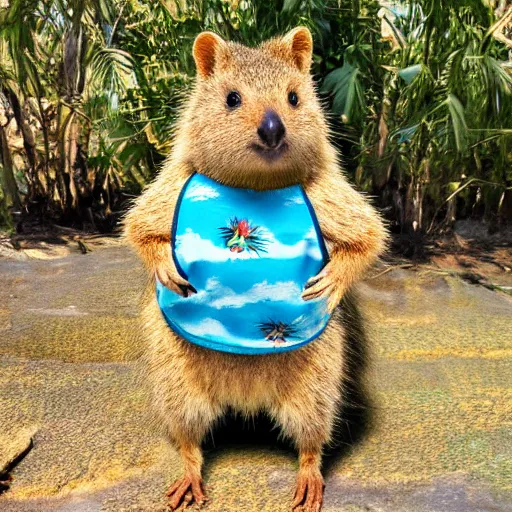 Image similar to a quokka wearing a hawaii shirt, photorealistic 4 k