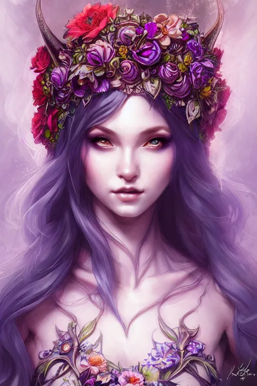 Image similar to digital art, centered full body elven bride, vivid flower crown ,intricate, veins, by James Jean and by artgerm, by ross tran , ultradetailed, charachter design, concept art, trending on artstation,