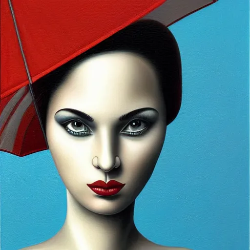 Prompt: skeuomorphic, detailed painting, behance contest winner, an ultrafine detailed painting by rafal olbinski, pop surrealism, a painting of a woman, minimalist, airbrush art, very detailed