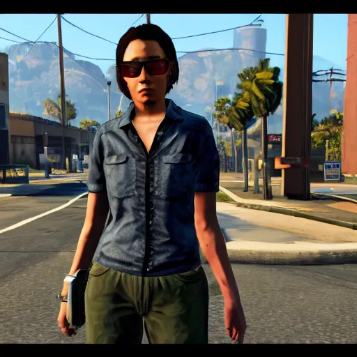 Image similar to Cara Delavigne as a GTA V npc. In game capture