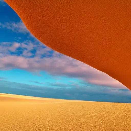 Image similar to almon-color dune in the background with turquoise sky, Ultra HD