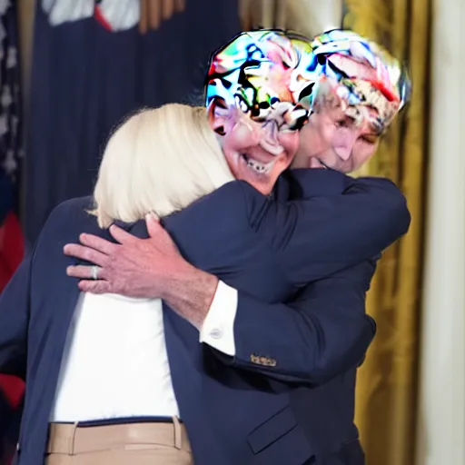 Image similar to donald trump hugging joe biden at the white house