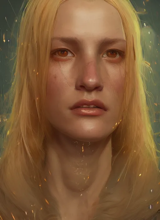 Prompt: arcane portrait, au naturel, hyper detailed, digital art, trending in artstation, cinematic lighting, studio quality, smooth render, unreal engine 5 rendered, octane rendered, art style by klimt and nixeu and ian sprigger and wlop and krenz cushart.