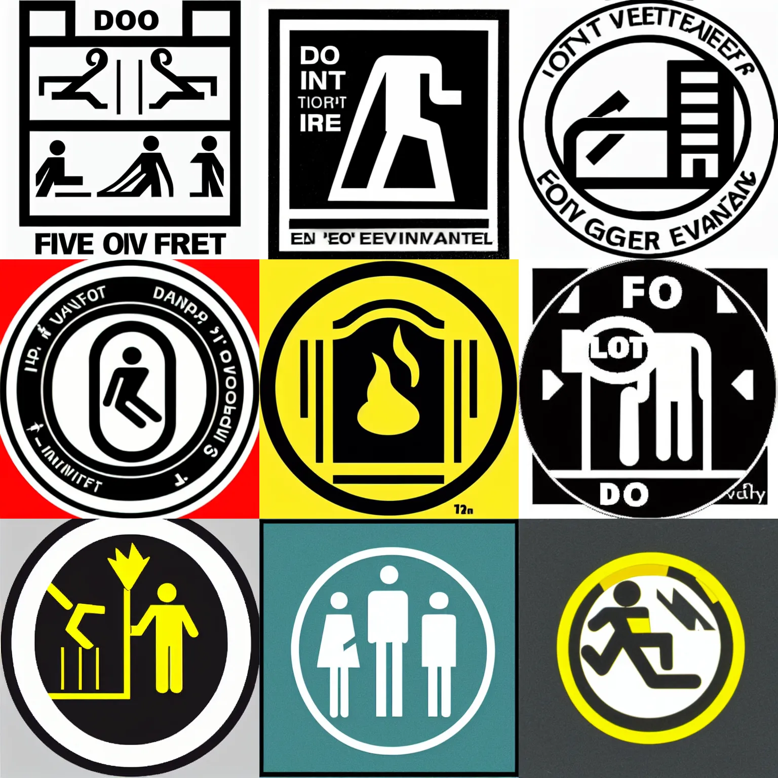Prompt: P020 – Do not use lift in the event of fire, ISO 7010 pictogram , danger