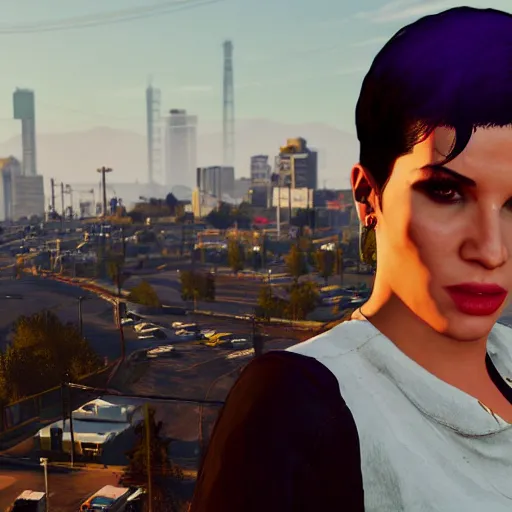 Image similar to pop singer Halsey in GTA V, 4k