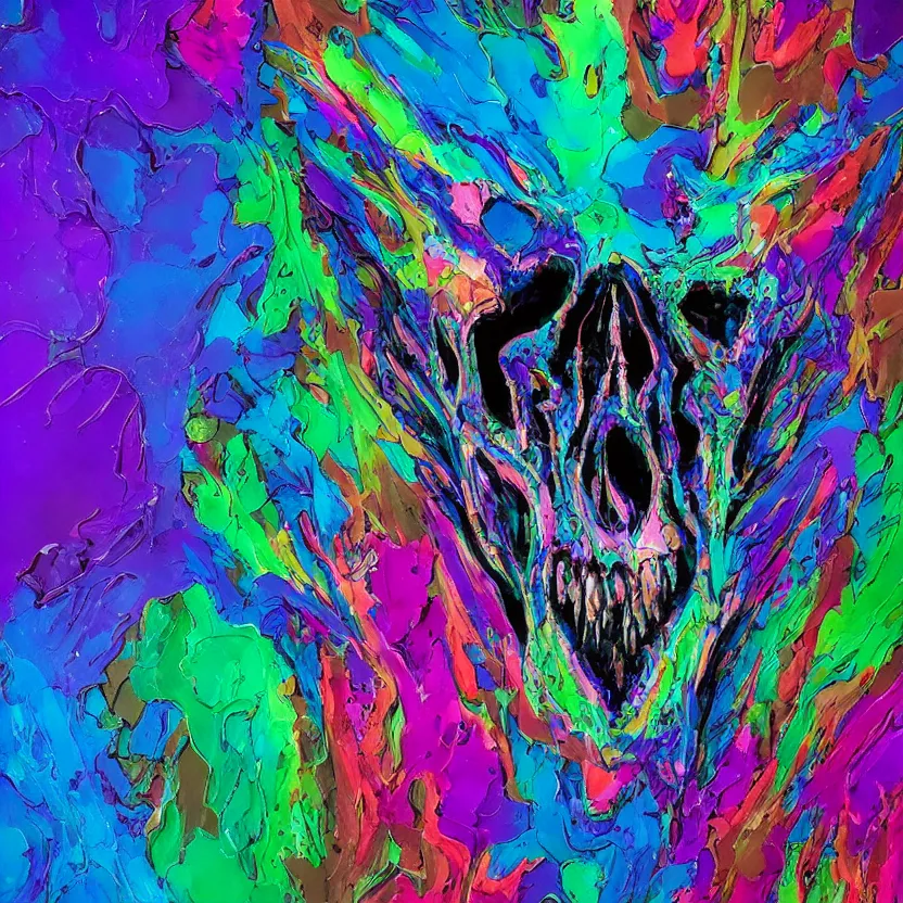 Prompt: colorful melting raven skull. ferrofluids, intricate abstract. intricate artwork. by Tooth Wu, wlop, beeple, dan mumford. octane render, trending on artstation, greg rutkowski very coherent symmetrical artwork. cinematic, hyper realism, high detail, octane render, 8k, depth of field, bokeh. iridescent accents