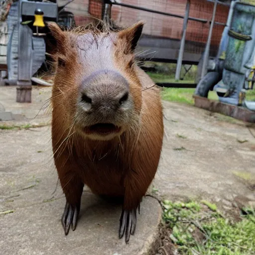 Image similar to a steampunk capybara