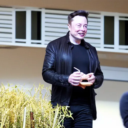 Prompt: elon musk went insane while eating white french fries