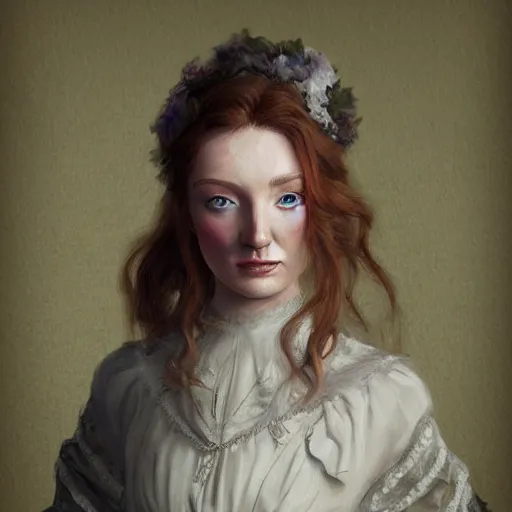 Prompt: eleanor tomlinson posing in victorian garb, highly detailed, digital painting, artstation, concept art, smooth, sharp focus, illustration