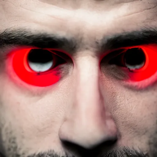 Image similar to a man with red glowing eyes