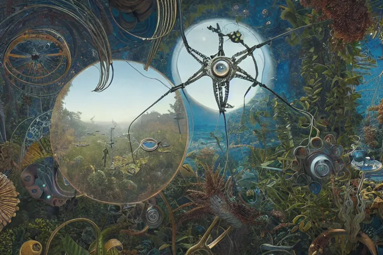 Prompt: a surreal and awe - inspiring single fidget spinner in a bare studio, intricate, elegant, highly detailed matte painting by ernst haeckel and simon stalenhag