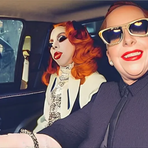 Image similar to lady gaga and judy garland carpool karaoke