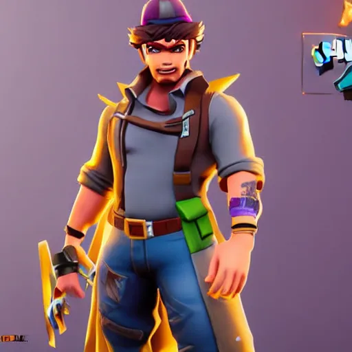 Image similar to joseph joestar in fortnite, character render, full body shot, highly detailed, in game render