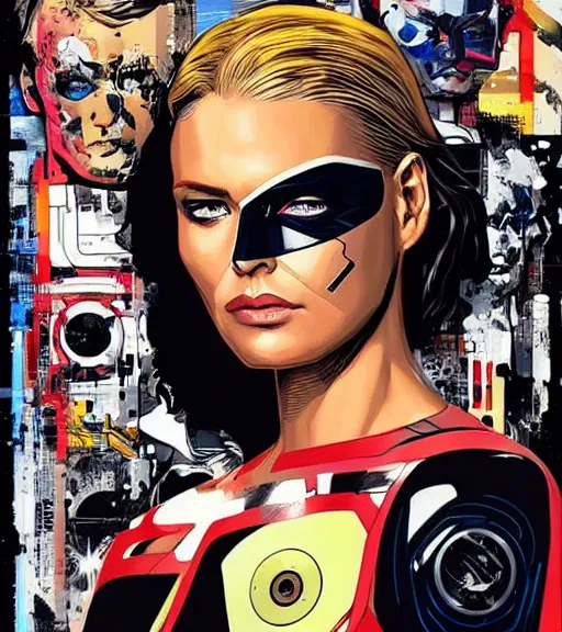 Image similar to portrait of an android, by DC comics and Sandra Chevrier