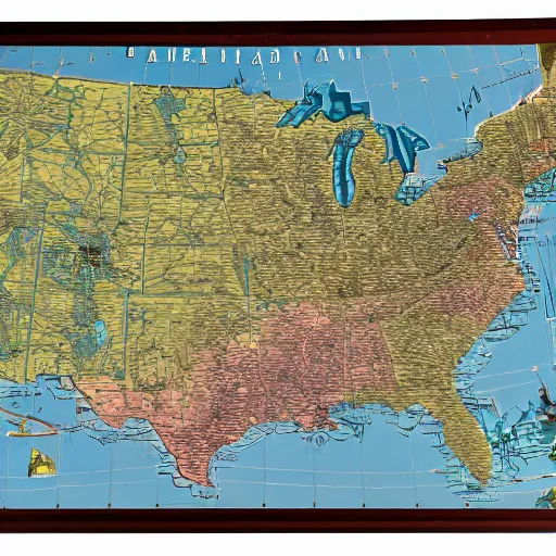 Prompt: A detailed 3D map of The USA