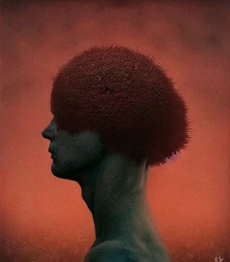 Image similar to a high quality, high detail, portrait by kyle thompson and zdzisław beksinski, fear of unknown