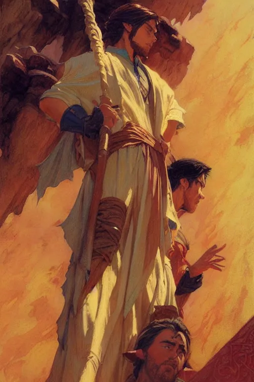 Image similar to tales of earthsea, attractive male, character design, painting by gaston bussiere, craig mullins, j. c. leyendecker, tom of finland