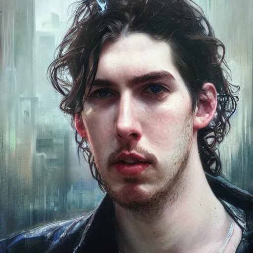 Prompt: hozier, hyperrealistic portrait, bladerunner street, art of elysium by jeremy mann and alphonse mucha, fantasy art, photo realistic, dynamic lighting, artstation, poster, volumetric lighting, very detailed face, 4 k, award winning