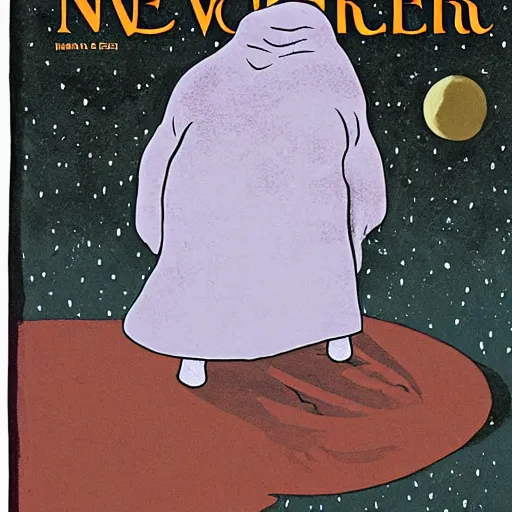 Prompt: jabba the hut moonwalking on the cover of the new yorker magazine