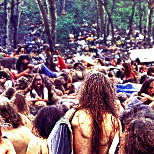 Prompt: an oil painting of a hippy at woodstock 1969, natural colours, character photography, Exquisite detail, post-processing, masterpiece