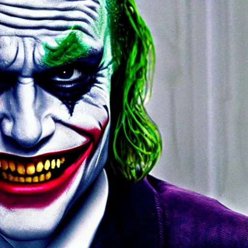 Image similar to awe inspiring image of Emma Stone playing The Joker looking beautiful 8k hdr