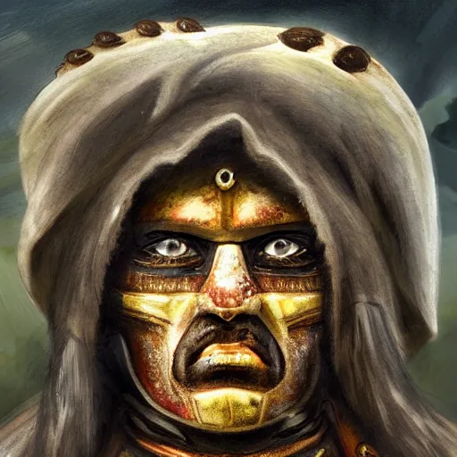 Image similar to Imperial cnaanite warlord face, portrait, realistic, HD