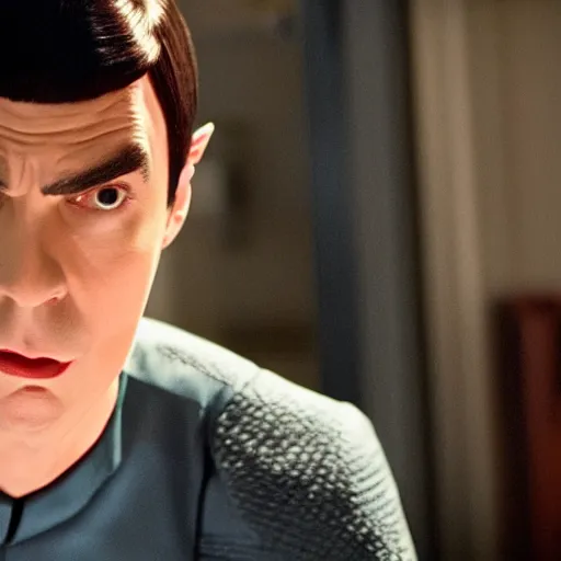 Image similar to Movie still of Jim Parsons as Spock from Star Trek