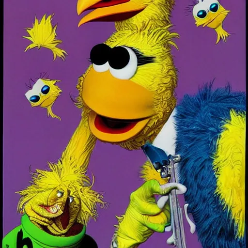 Prompt: big bird from sesame street by artgem by brian bolland by alex ross by artgem by brian bolland by alex rossby artgem by brian bolland by alex ross by artgem by brian bolland by alex ross