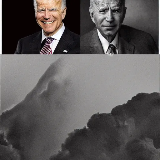 Image similar to eddie adams and saul bromberger and yousuf karshs, pulitzer winning, best photography of 2 0 2 1, photorealistic, bokeh, fine details, 4 k, aesthetic / joe biden and some neanderthal talk about nuclear