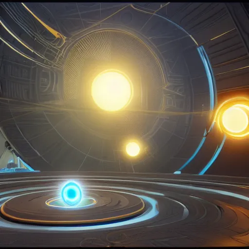 Prompt: a glowing orb of energy floating in mid - air, the inside is like a giant star - gate with portals to other spaces and dimensions, 8 k octane, beautifully, detailed render, post - processing