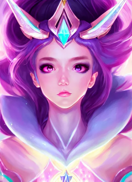 Image similar to full body portrait of a magical star guardian. detailed face, concept art, intricate, highly detailed 8 k, smooth, sharp focus, beautiful and aesthetic shape of face and body, artgerm, artstation, art by zexi guo and nira and junpei suzuki and gharliera and rinotuna