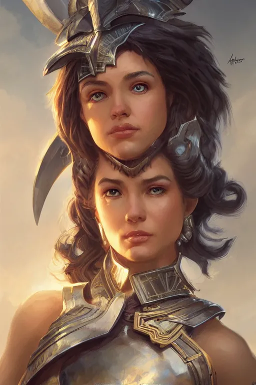 Image similar to amazon valkyrie athena, d & d, fantasy, portrait, highly detailed, headshot, digital painting, trending on artstation, concept art, sharp focus, illustration, art by artgerm and greg rutkowski and magali villeneuve