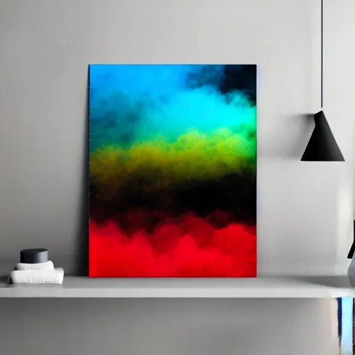 Image similar to abstract rainbow colors floating around black empty space, low quality blurry, dream