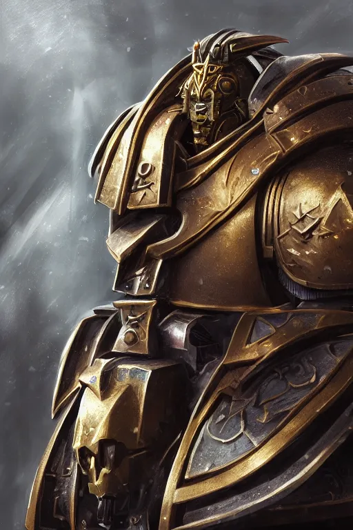 Image similar to armor portrait heros warhammer 4 0 k horus heresy fanart - the primarchs emperor by johannes helgeson animated with vfx concept artist & illustrator global illumination ray tracing hdr fanart arstation zbrush central hardmesh 8 k octane renderer comics stylized