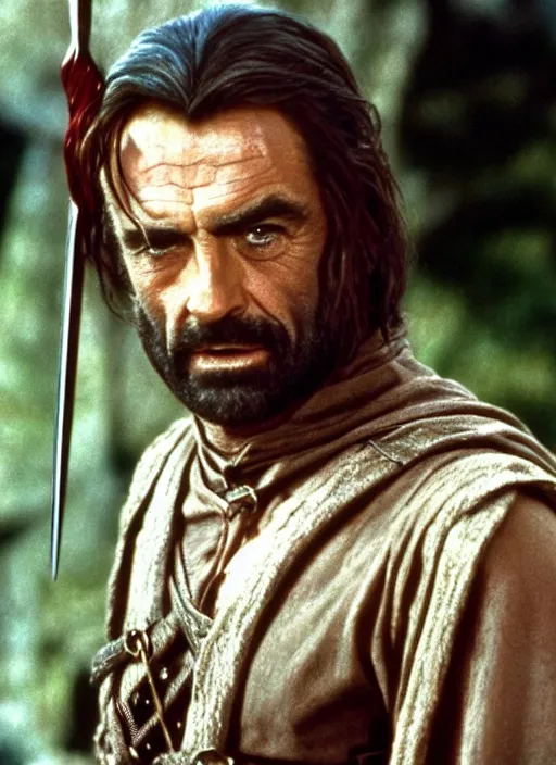 Image similar to film still of Sean Connery as Aragorn in The Lord of the Rings, 4k