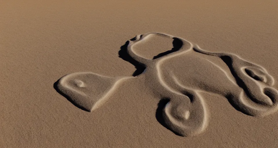 Image similar to a monster made out of sand, int he desert, 4k, photorealistic