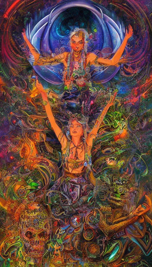 Prompt: psytrance artwork, by james gurney