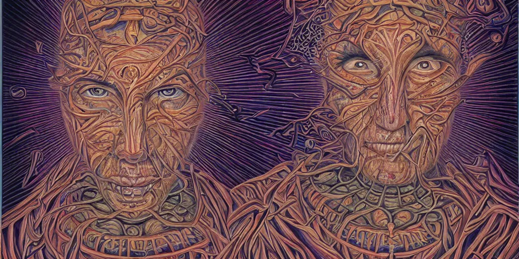 Image similar to a man with his third eye opening by alex grey