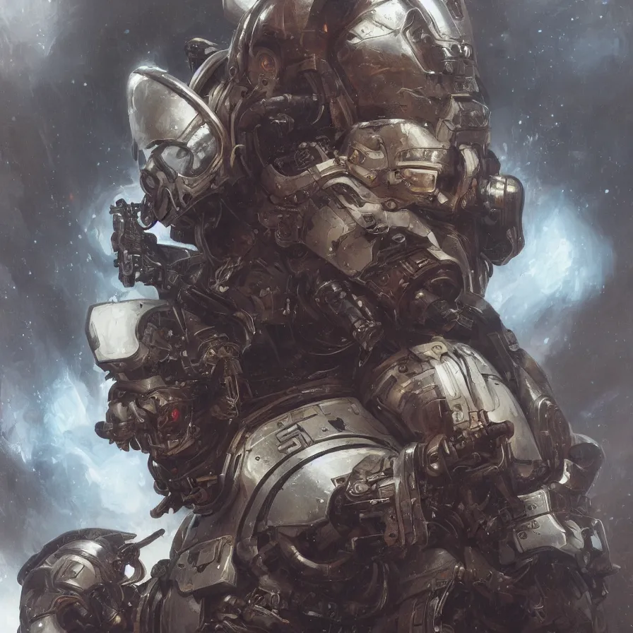 Image similar to scifi character portrait Painting of a futuristic captain, warhammer40k, dystopian mood, intricate, wild, highly detailed, digital painting, artstation, concept art, smooth, sharp focus, illustration, art by artgerm and greg rutkowski and alphonse mucha