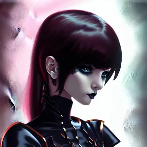 Image similar to portrait of beautiful goth girl in warhammer armor, art by kuvshinov ilya